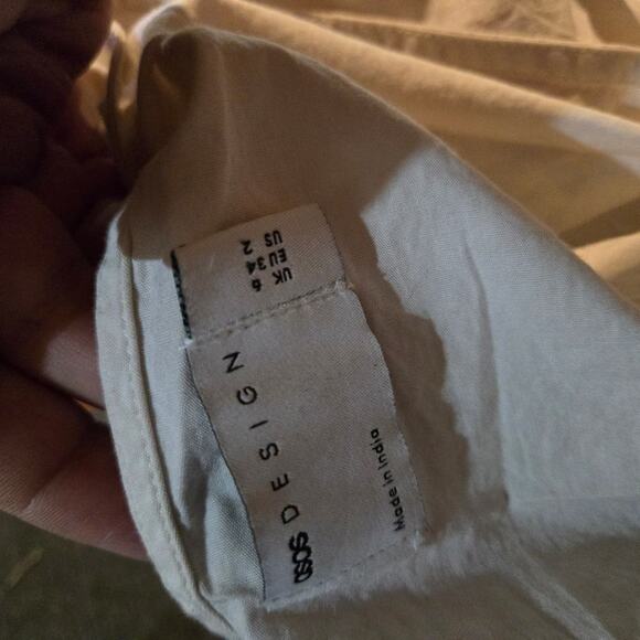 ASOS Cream Cotton Smocked Mini Dress Size 2 - Picture 8 of 8